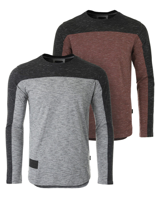 Athletic Color Block Long Sleeve Curved Hemline Casual Shirt - Sequel atire