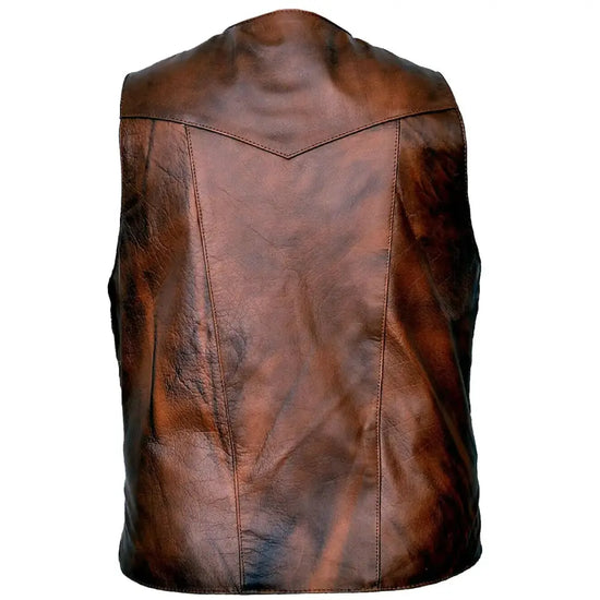 Men’s Waxed Brown Cowhide Fashion Leather Vest