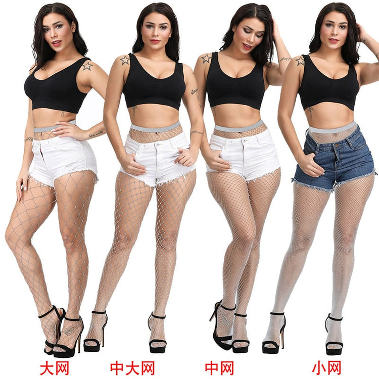 Grey Fashion Classic Super Stretch Fishnet Pantyhose