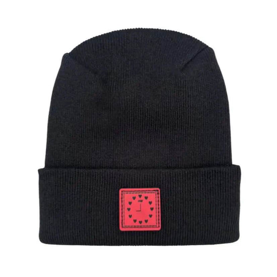 Love-Inspired H-Stitch Beanie – Black Heart Clock | Limited Edition | Trending Now