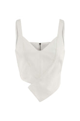 JENDUE Ron Crop Denim Top - Stylish White Asymmetrical Top - Sequel atire