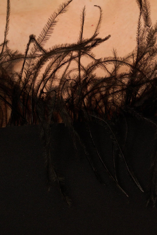 Adrianna Papell Off The Shoulder 3/4 Sleeve with Feather Accents