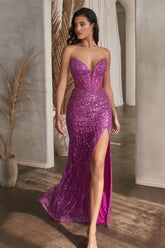 Embellished Strapless Gown - Sequel atire