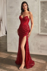 Embellished Strapless Gown - Sequel atire