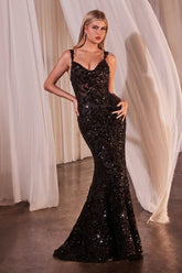 Fitted Sequin Dress With Velvet Details - Sequel atire
