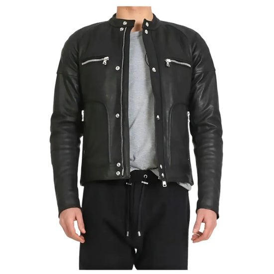 Mens Black Leather Fashion Jacket