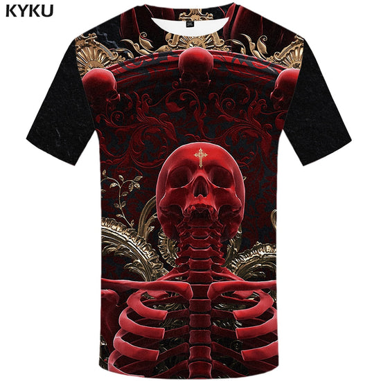 Skull T shirt Men Metal Tshirt Printed Rose Anime Clothes War Shirt Print Harajuku T-shirts 3d Mens Clothing