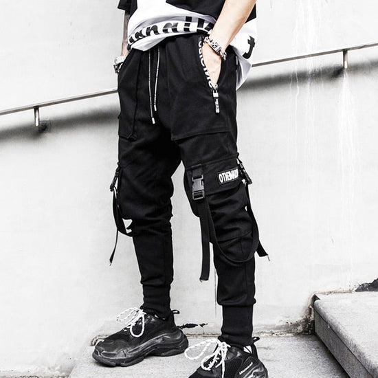 Ribbons Hip Hop Streetwear Pants Joggers Men 2020 Fashion Casual Slim Track Trousers Pants Black Sweatpants Male