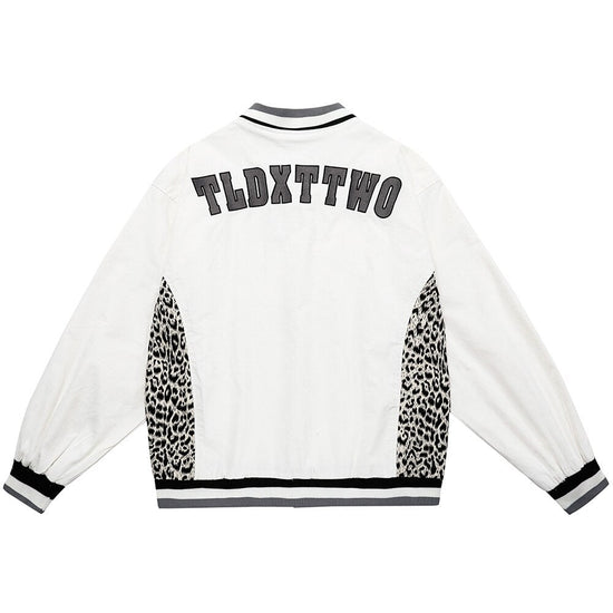 Jacket Men Leopard Patchwork Letter Embroidery Baseball Coat Japanese Hipster Retro Hip Hop Advanced Fashion Streetwear
