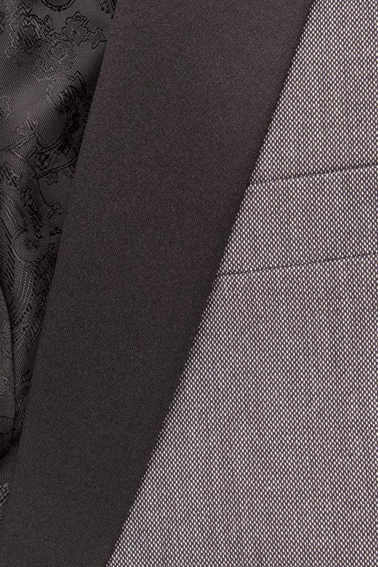 "Sebastian" Grey Pindot Tuxedo Jacket Shawl (Separates) - Sequel atire